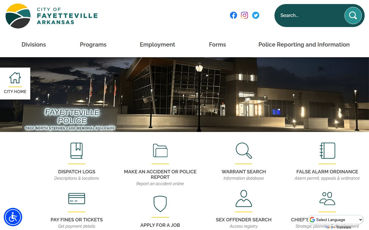 Fayetteville 72 Hour Booking police department home page