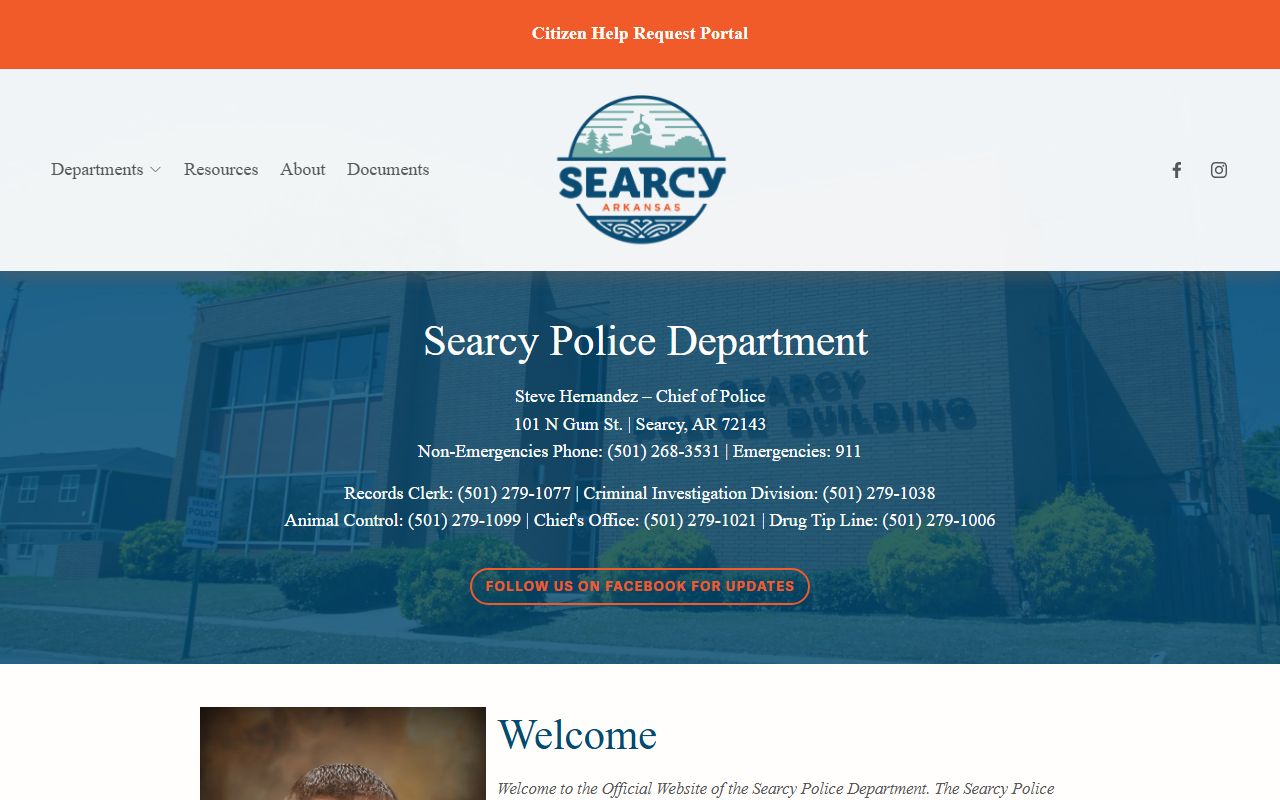 Searcy 72 Hour Booking police department home page