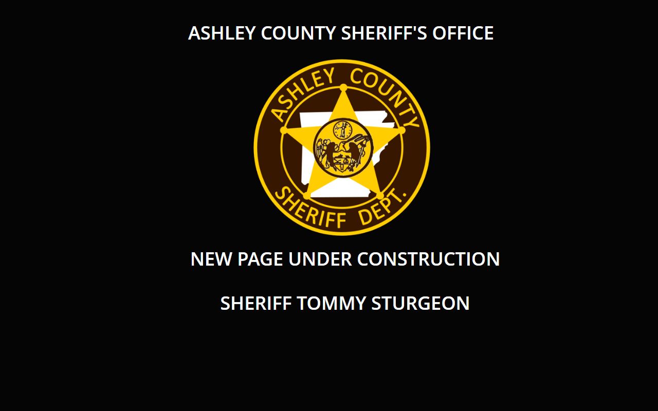 Ashley County 72 Hour Booking sheriff office home page