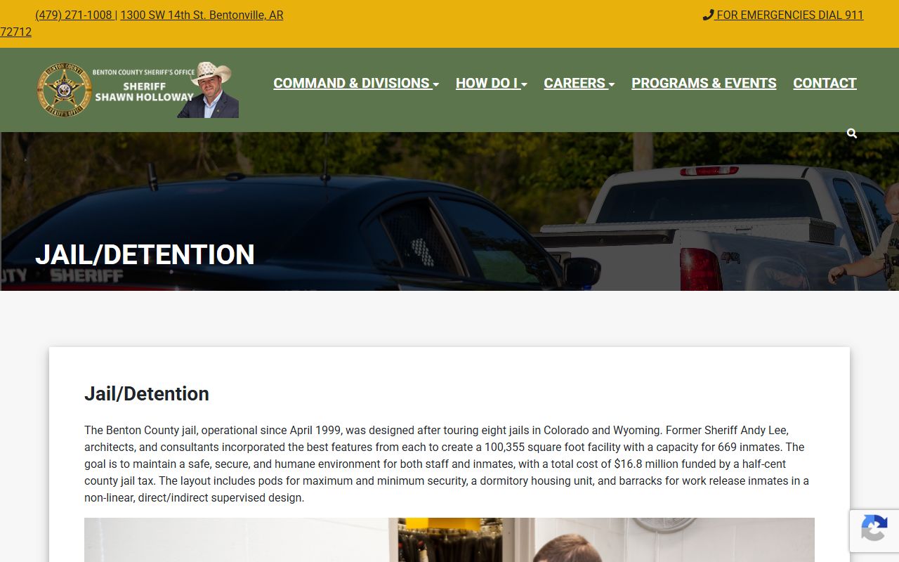 Benton County 72 Hour Booking jail detention page