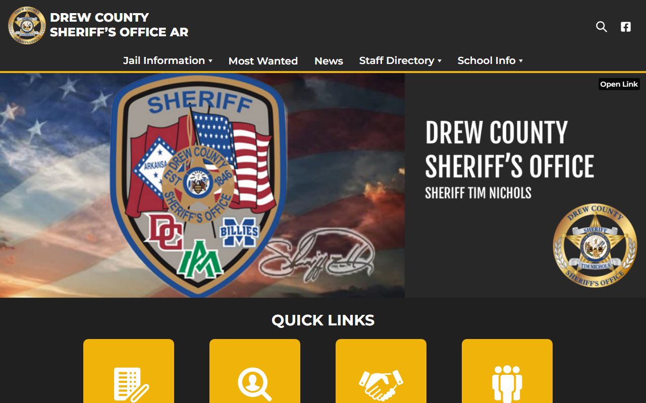 Drew County 72 Hour Booking sheriff office home page