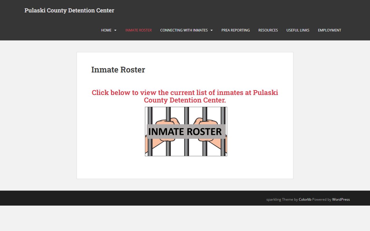 Pulaski County 72 Hour Booking inmate roster interface