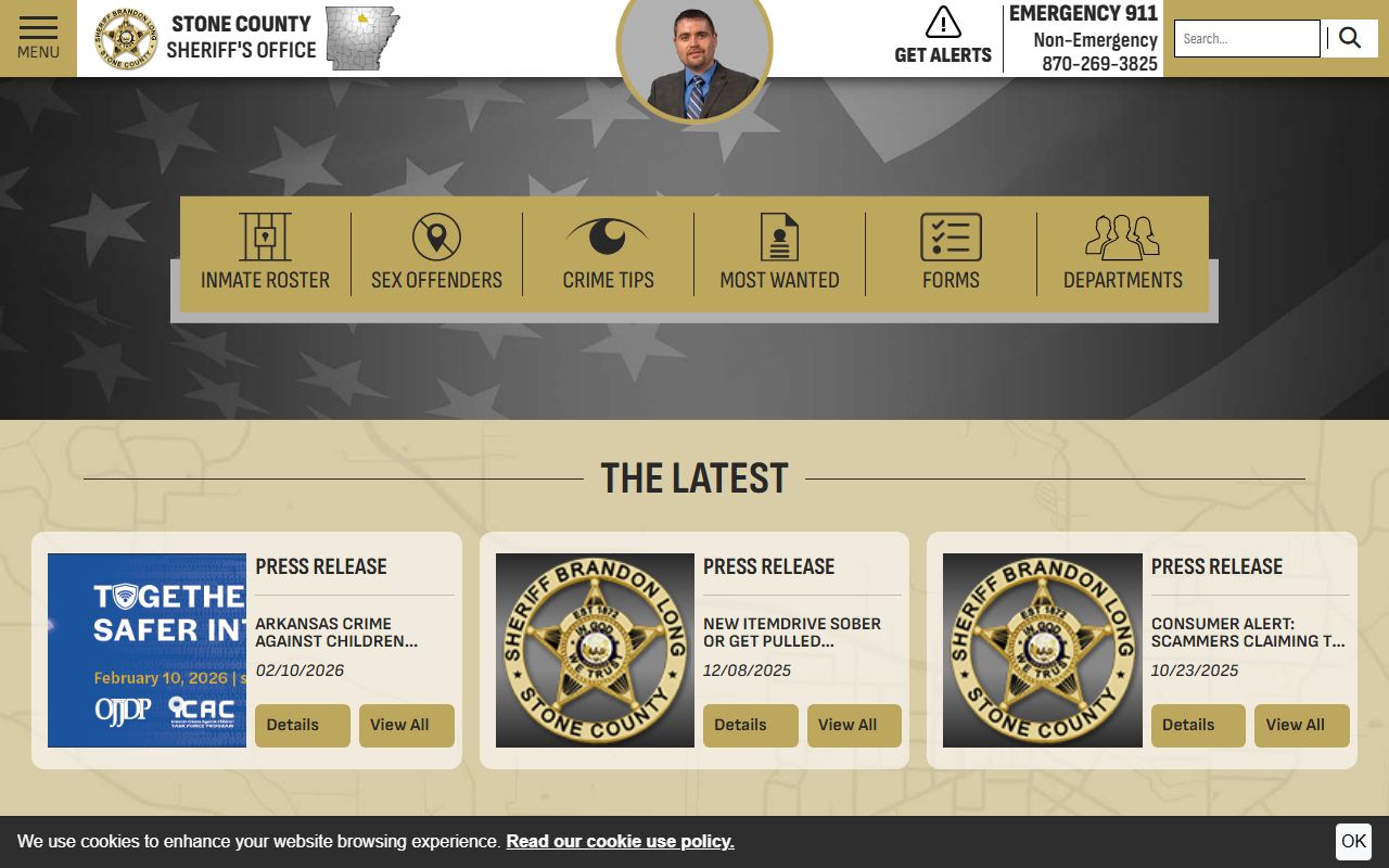 Stone County 72 Hour Booking sheriff office home page